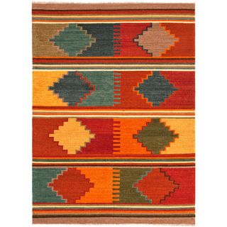 Handmade Flatweave Tribal Pattern Multi colored Wool Rug (8 X 10)