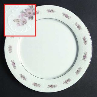 Noritake Glenaire Dinner Plate, Fine China Dinnerware   White Filigree, Pink Flo