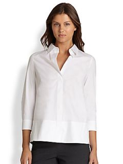 915 Poplin Collared Full Blouse   Optic