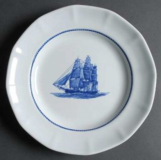 Wedgwood American Clipper Blue Dinner Plate, Fine China Dinnerware   Blue Ships,