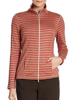 Mixed Stripe Track Zip up   Persimmon