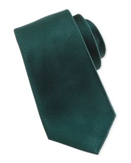 Solid Bias Ribbed Silk Tie, Green