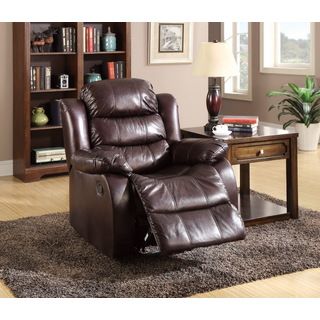 Furniture Of America Berkshield Dark Brown Leather like Fabric Recliner
