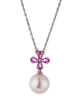 Pink Sapphire & Natural Fresh Water Pink Pearl Necklace