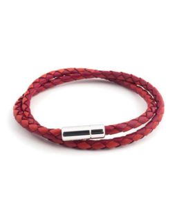Woven Leather Wraparound Bracelet, Red