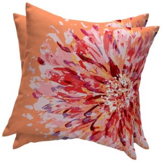 Room Essentials 2 Piece Outdoor Decorative Pillow Set   Orange Flame Flower