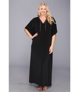 MICHAEL Michael Kors Plus Size Chain Lace Up Maxi Dress Womens Dress (Black)