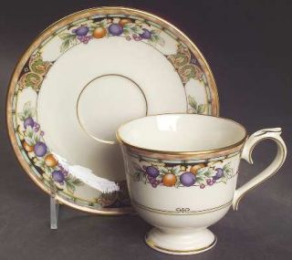 Lenox China Tuscan Orchard Footed Cup & Saucer Set, Fine China Dinnerware   Purp