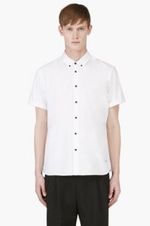 Marc By Marc Jacobs White Black_buttoned Logo Shirt