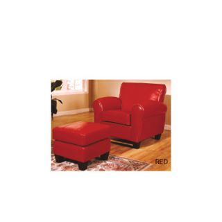 Wildon Home ® Bycast Leather Chair and Ottoman 2019CH Color Red