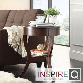 Inspire Q Neo Cherry Brown Oval Curvilinear Legged Nightstand