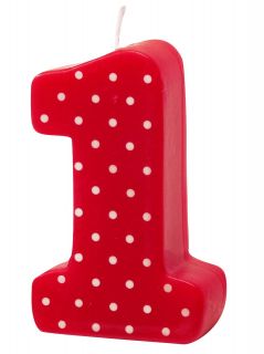 1 Red Polka Dot Candle