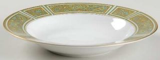 Sango Villa Medici Rim Soup Bowl, Fine China Dinnerware   Green & Blue Paisley&
