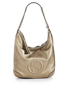 Gucci Soho Metallic Leather Chain Shoulder Bag   Sugar