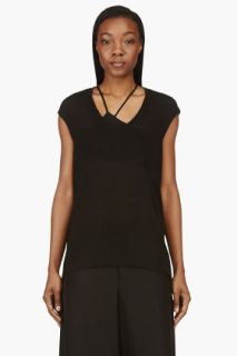 Helmut Lang Black Threadbare Back Cowl Top