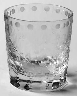 William Yeoward Fern Whiskey Glass   Gray & Polished Cut Ferns & Dots