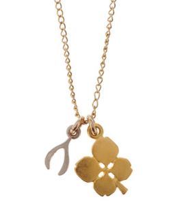 Gold Wishbone Charm Necklace