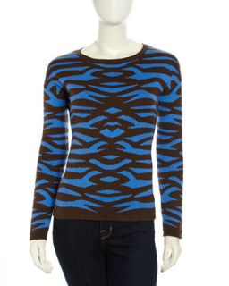 Long sleeve Zebra Striped Sweater, Cigar/John