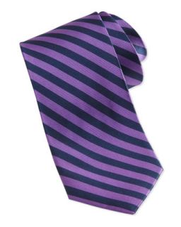 Bias Stripe Skinny Silk Tie, Purple