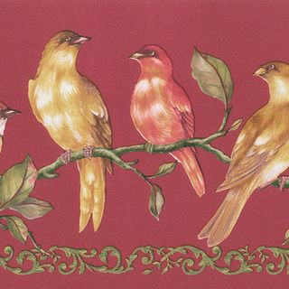 Brewster Red Birds Border Wallpaper (15 Feet) (RedDimensions 6.75 inches tall x 15 feet lengthTheme FloralsMaterials Non woven solid sheet vinylIncludes one (1) sheetCare instructions ScrubbableHanging instructions Pre pastedModel 499 06912 )