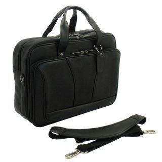 Black Leather Double Gusset 15.4 inch Laptop Briefcase (BlackMaterials Full grain leatherExterior dimensions 16 inches wide x 11.5 inches high x 7.5 inches deepLaptop pocket dimensions 15 inches wide x 9 inches high x 1.5 inches deepWeight 3.8 pounds 