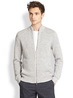 Theory Riland Cotton/Linen Textured Sweater   Light Grey