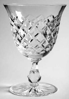 Unknown Crystal Unk6927 Water Goblet   Clear,Cut Crisscross,Multisided Stem