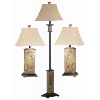 Landon Slate Finish 3 piece Lamp Set