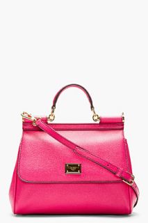 Dolce And Gabbana Fuchsia Leather Miss Sicily Small Shoulder Bag