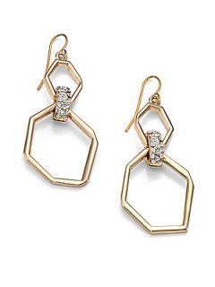 ABS by Allen Schwartz Jewelry Geometric Pave Drop Earrings   Gold