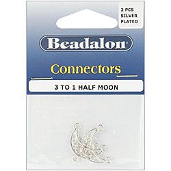 Beadalon Silver Plated 3 to 1 Half Moon Filigree Connectors (pack Of 2)