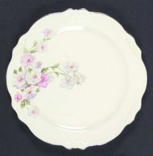 Homer Laughlin  Fluffy Rose 2 (Platinum Trim) Luncheon Plate, Fine China Dinnerw
