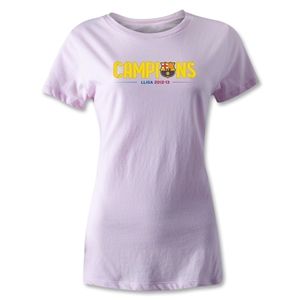 hidden Barcelona 2013 La Liga Champions Womens T Shirt (Pink)