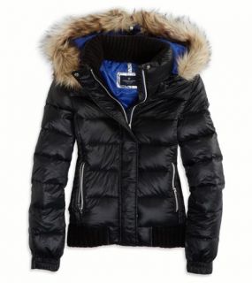 Black AE Hooded Puffer Jacket, Womens S