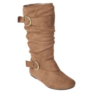 Glaze by Adi Womens Buckle Accent Faux Suede Boot Chestnut  8