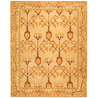 Handmade Ancestral Tree Ivory/ Gold Wool Rug (6 X 9) (IvoryPattern OrientalMeasures 0.625 inch thickTip We recommend the use of a non skid pad to keep the rug in place on smooth surfaces.All rug sizes are approximate. Due to the difference of monitor co