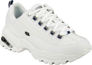 Womens Skechers Premium   White/Navy Gym Shoes