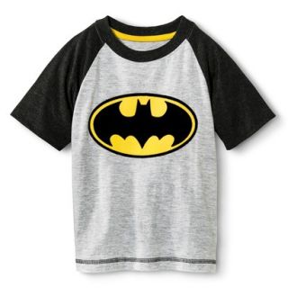 Batman Infant Toddler Boys Raglan Short Sleeve Tee   Gray 18 M
