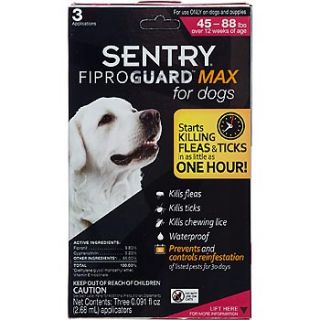 Sentry FIPROGUARD MAX Dog & Puppy Topical Flea & Tick Treatment, For dogs 45 88 lbs.