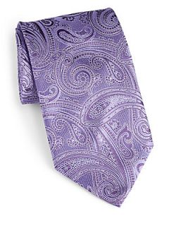 Brioni Silk Paisley Tie   Purple