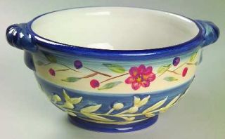 Flora 6 All Purpose (Cereal) Bowl, Fine China Dinnerware   Blue Flowers&Rim,Whi