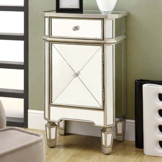 Monarch Rectangular Mirrored 1 Drawer Accent Cabinet Multicolor   I 3702