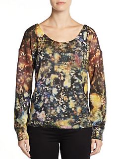 Grace Abstract Print Wool/Cashmere Sweater   Sahara Night