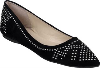 Womens Journee Collection Studded Pointed Toe Ballet Flats   Black Ornamented S