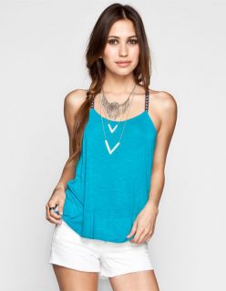 Embroidered Strap Womens T Back Swing Tank Teal Blue In Sizes X Large,