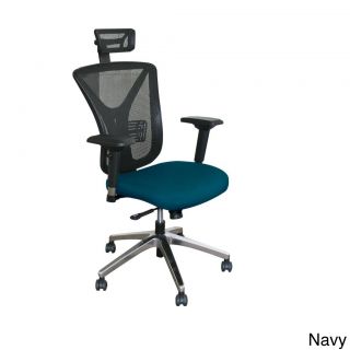 Executive Adjustable height Mesh Chair With Aluminum Base And Headrest (Aluminum baseWeight capacity Maximum weight tolerance for pneumatic lift is rated at 250 poundsDimensions 38.75 to 42.5 inches high x 19.75 to 27.75 inches wide x 27 inches deepSeat