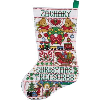 Christmas Treasures Stocking Counted Cross Stitch Kit  17 Long 14 Count (17 inches long. Made in USA. )
