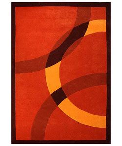 Hand tufted Mystical Orange Wool Rug (5 X 8) (orangePattern GeometricMeasures 1 inch thickTip We recommend the use of a non skid pad to keep the rug in place on smooth surfaces.All rug sizes are approximate. Due to the difference of monitor colors, some