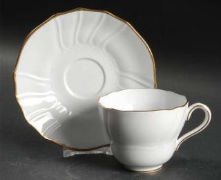 Spode Richelieu Footed Cup & Saucer Set, Fine China Dinnerware   White Backgroun