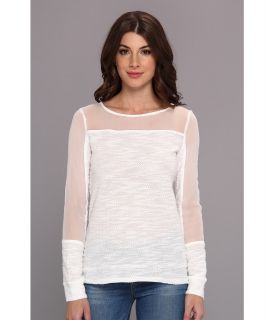 Aryn K Mix Media Light Weight Sweater Womens Sweater (White)